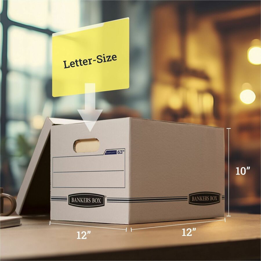 Internal Dimensions: 12" Width x 12" Depth x 10" Height - External Dimensions: 12.8" Width x 13.2" Depth x 10.5" Height - 400 lb - Media Size Supported: Letter - Lift-off Closure - Stackable - White, Blue - For File - Recycled - 12 / Carton