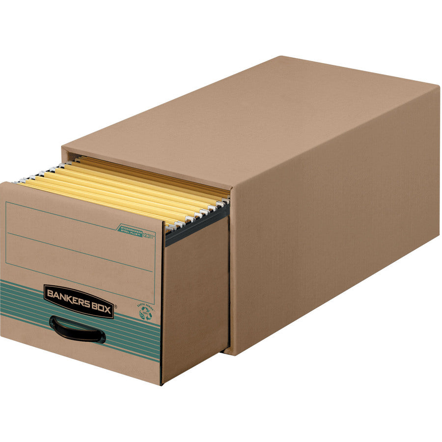 Bankers Box Stor/Drawer Steel Plus File Storage System, Legal Size, Heavy Duty, Stackable, Kraft/Green, Fiberboard/Steel/Plastic, 6/Carton