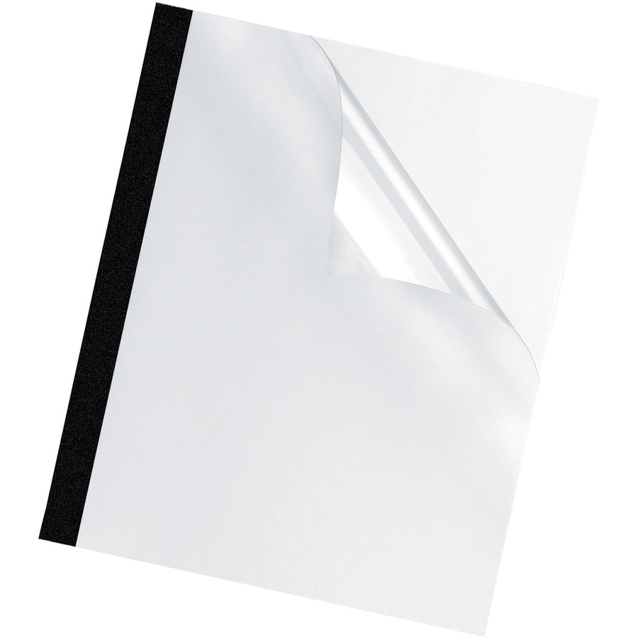 Fellowes Thermal Presentation Covers - 11" Height x 8.5" Width x 0.1" Depth - 62.5 mil Maximum Capacity - 15 x Sheet Capacity - Rectangular - Black, Clear - Polyvinyl Chloride (PVC) - 1 Pack