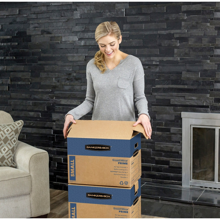 Bankers Box SmoothMove Prime Moving Boxes - Internal Dimensions: 18" Width x 24" Depth x 18" Height - External Dimensions: 18.3" Width x 25" Depth x 19" Height - Locking Tab, Lid Lock Closure - Cardboard - Kraft - Recycled - 6 / Carton