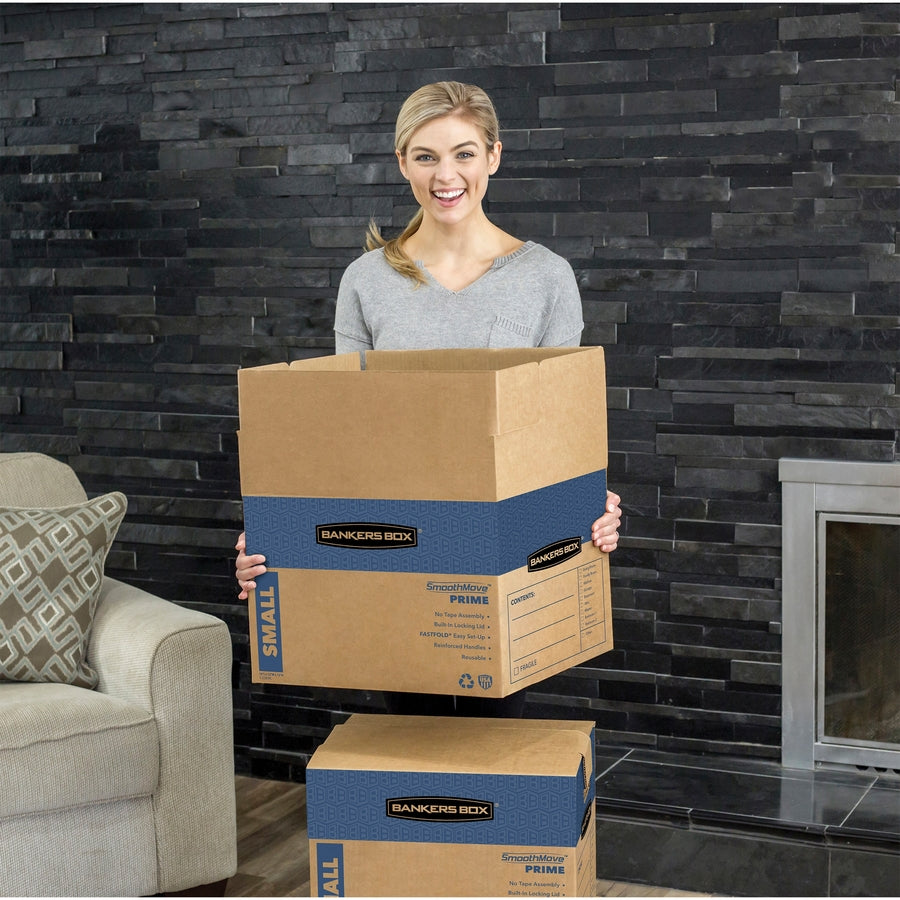 Bankers Box SmoothMove Prime Moving Boxes - Internal Dimensions: 18" Width x 24" Depth x 18" Height - External Dimensions: 18.3" Width x 25" Depth x 19" Height - Locking Tab, Lid Lock Closure - Cardboard - Kraft - Recycled - 6 / Carton