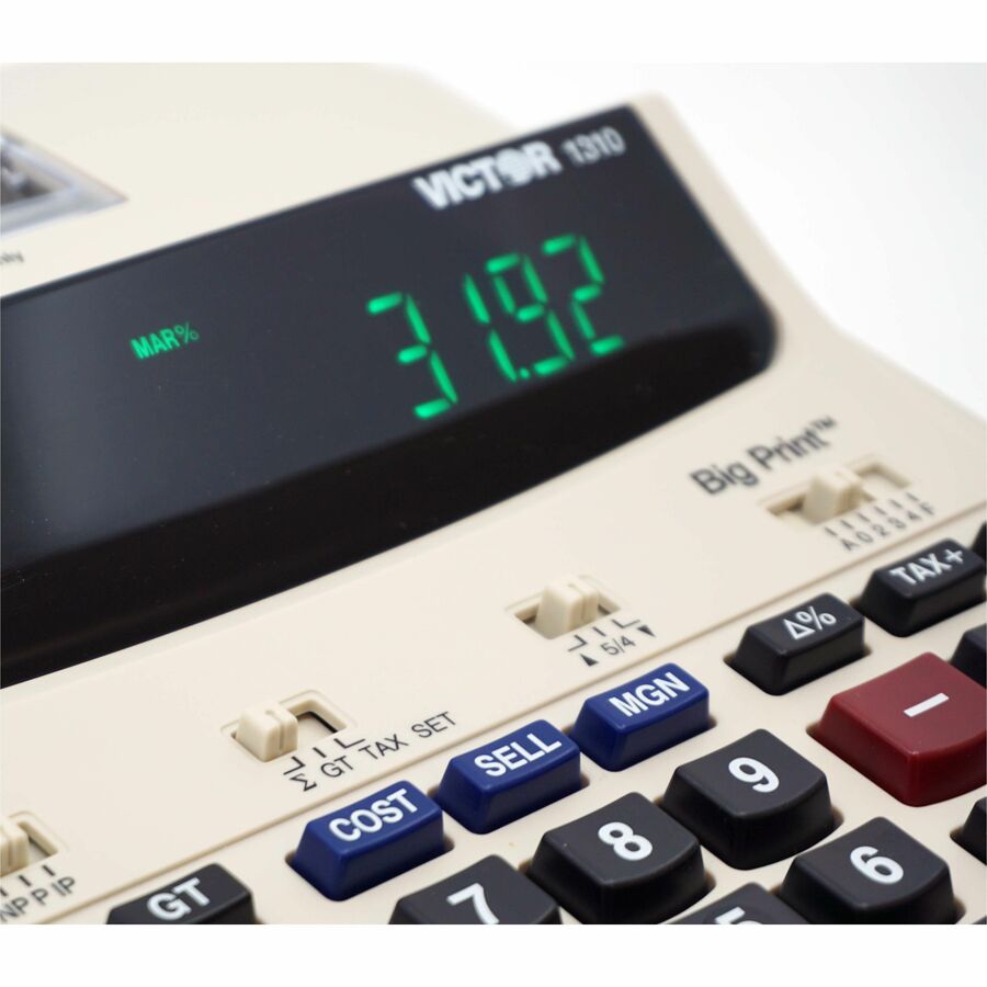 Thermal - Black Print - 9 lps - Date, Clock, Independent Memory - 12 Digits - LED - AC Supply Powered - 7.5" Height x 2.2" Width x 9.5" Length - White - 1 Each