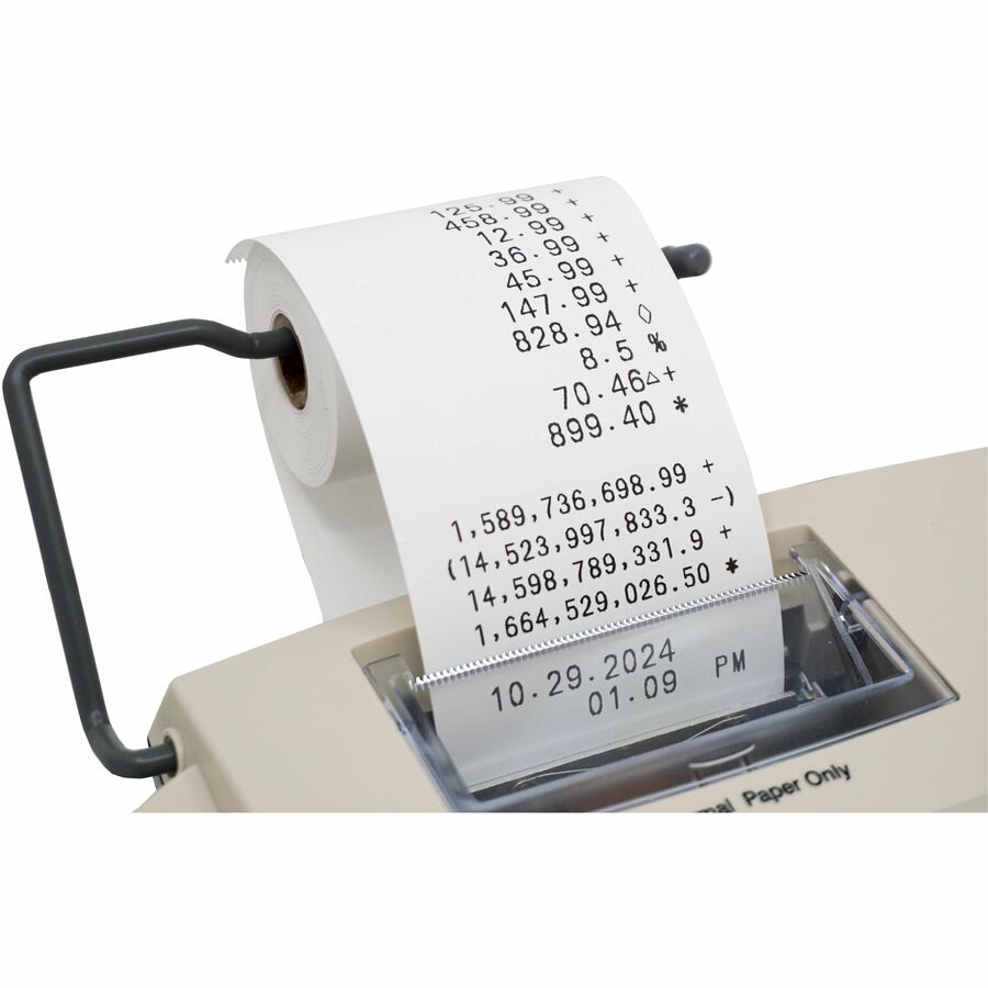 Thermal - Black Print - 9 lps - Date, Clock, Independent Memory - 12 Digits - LED - AC Supply Powered - 7.5" Height x 2.2" Width x 9.5" Length - White - 1 Each