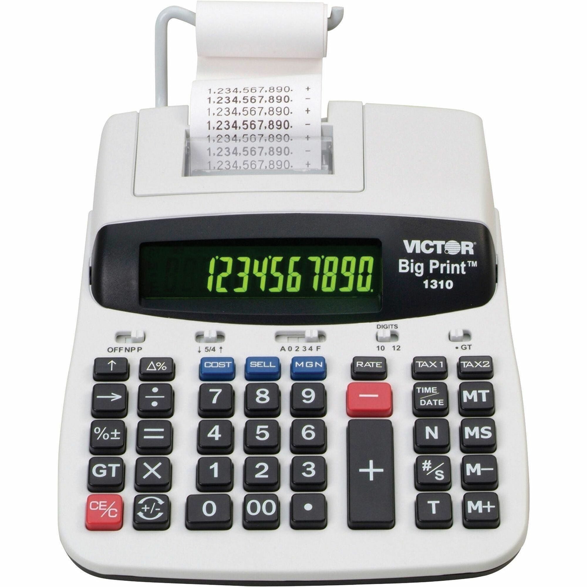 Thermal - Black Print - 9 lps - Date, Clock, Independent Memory - 12 Digits - LED - AC Supply Powered - 7.5" Height x 2.2" Width x 9.5" Length - White - 1 Each