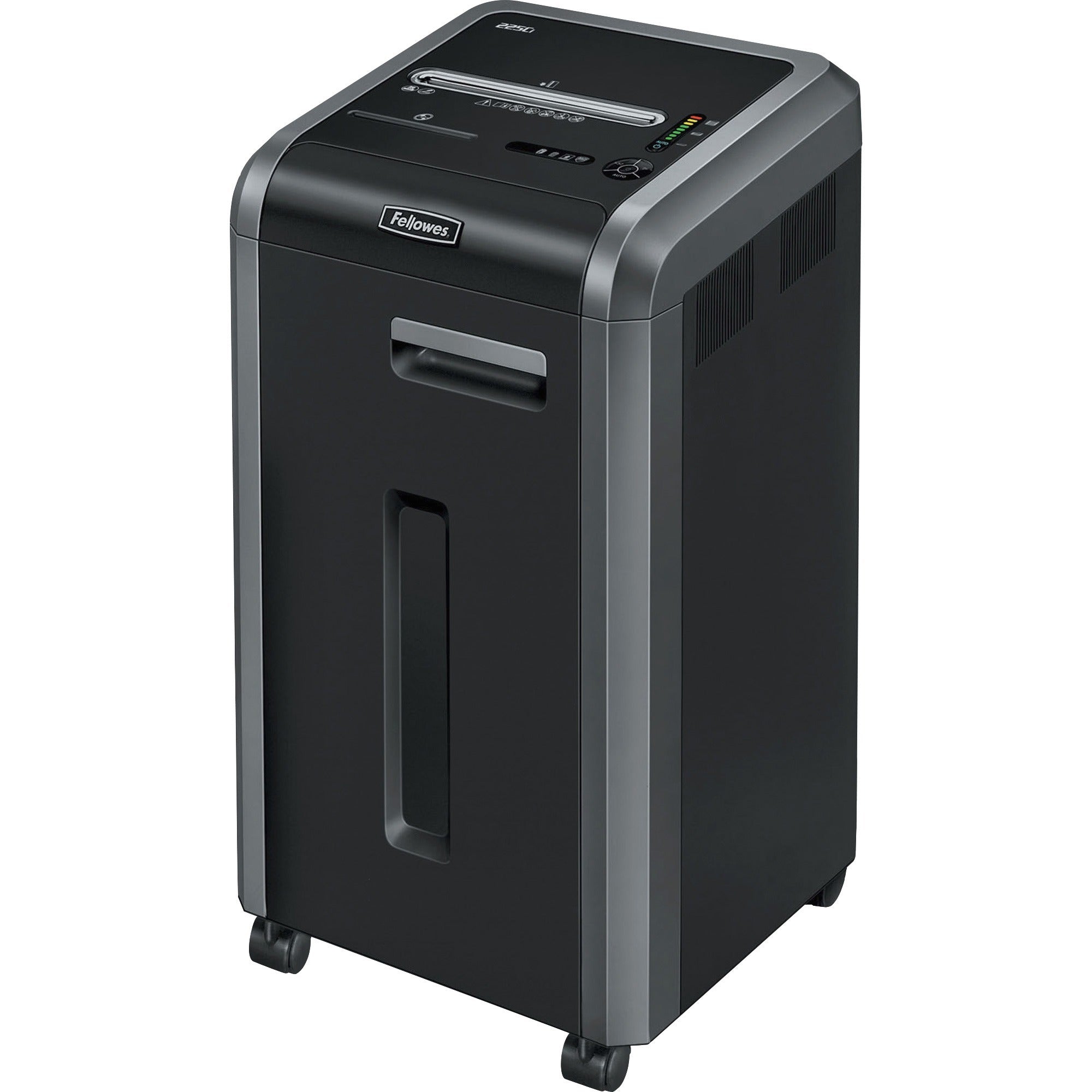 Continuous Shredder - Cross Cut - 22 Per Pass - for shredding Staples, Credit Card, CD, DVD, Paper Clip, Junk Mail, Paper - 0.156" x 1.500" Shred Size - P-4 - 14 ft/min - 9.50" Throat - 16 gal Wastebin Capacity - Black, Dark Silver