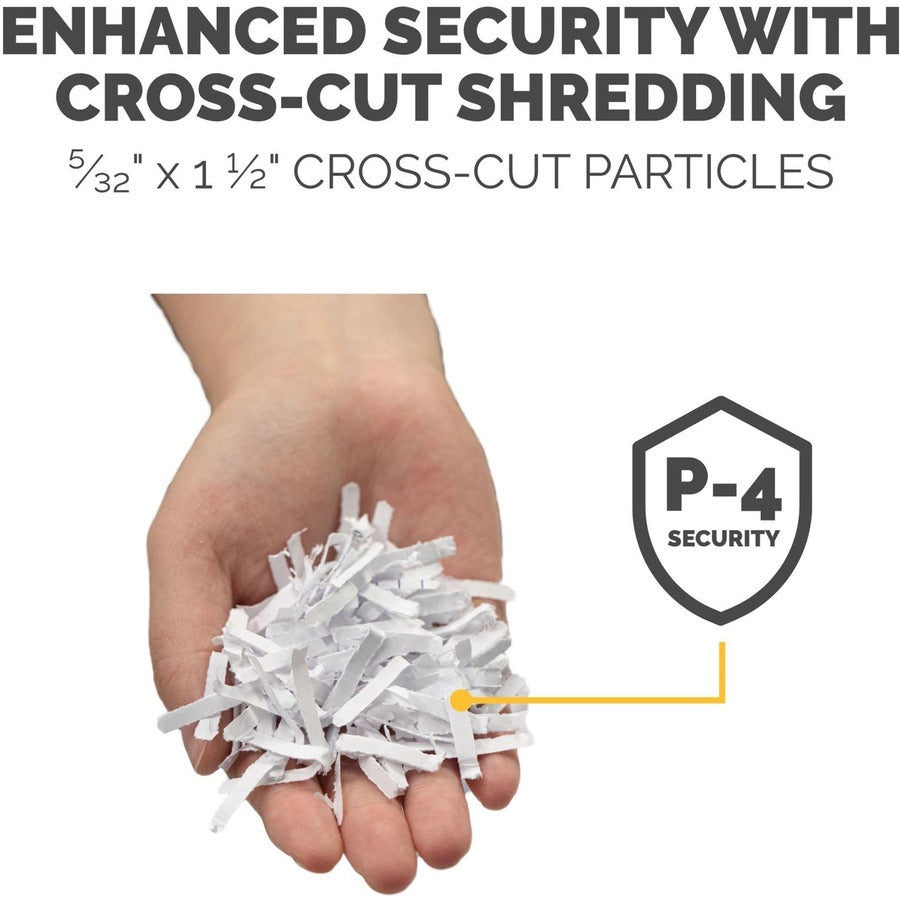 Continuous Shredder - Cross Cut - 22 Per Pass - for shredding Staples, Credit Card, CD, DVD, Paper Clip, Junk Mail, Paper - 0.156" x 1.500" Shred Size - P-4 - 14 ft/min - 9.50" Throat - 16 gal Wastebin Capacity - Black, Dark Silver