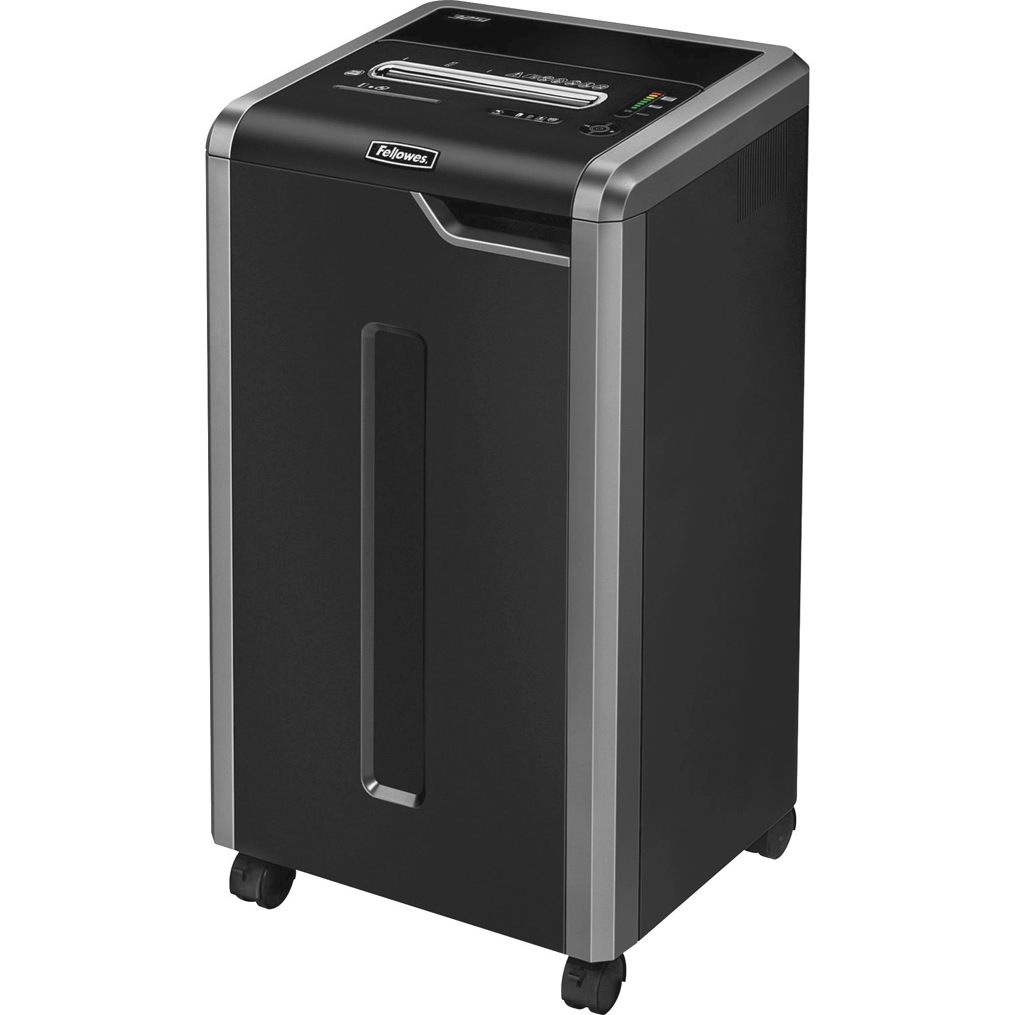 Continuous Shredder - Cross Cut - 22 Per Pass - for shredding Staples, Credit Card, CD, DVD, Paper Clip, Junk Mail, Paper - 0.156" x 1.500" Shred Size - P-4 - 15 ft/min - 9.50" Throat - 22 gal Wastebin Capacity - Black, Gray