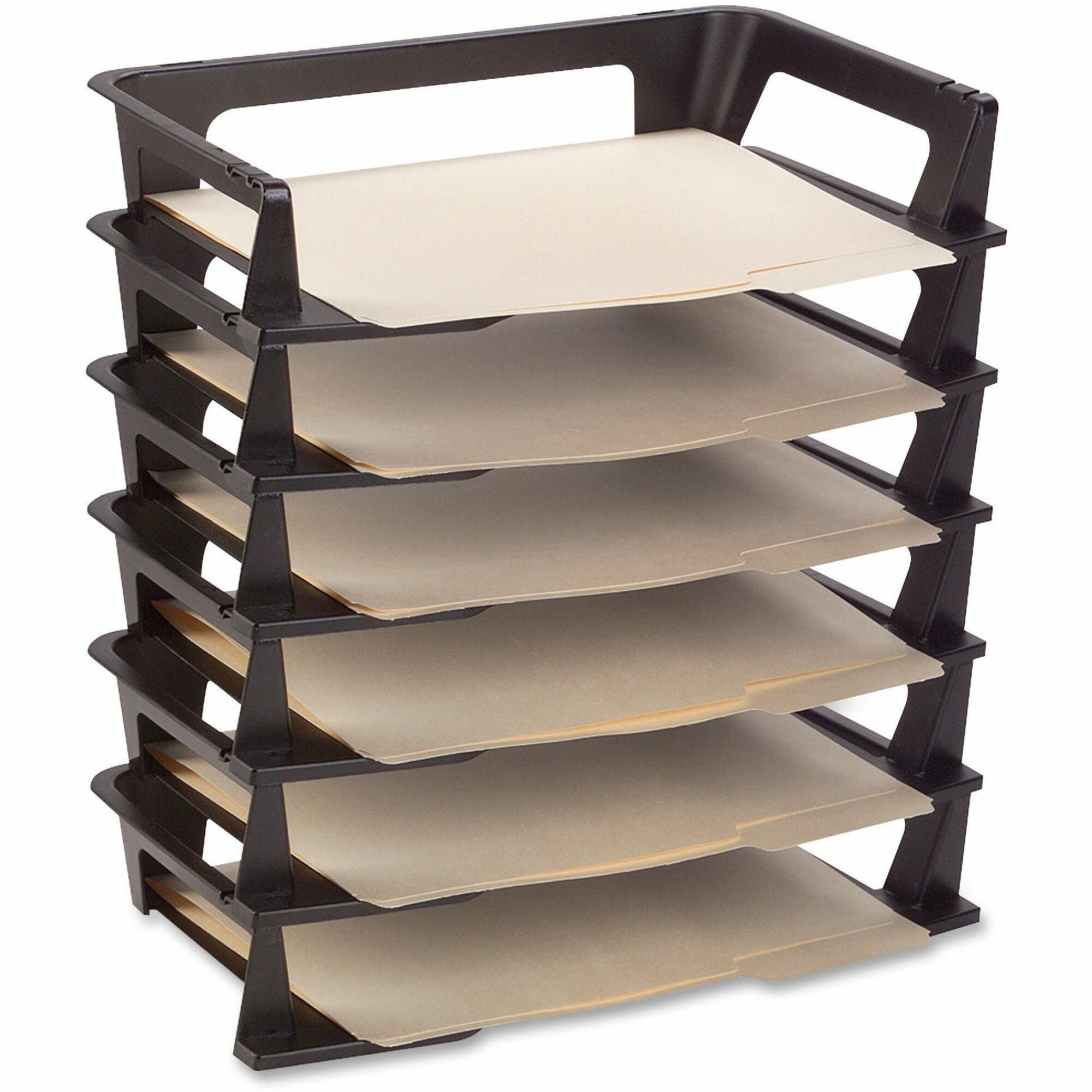 6 Tier(s) - 2.75" Height x 15.25" Width x 9.12" Depth - Desktop - Stackable, Collapsible - 70% Recycled - Black - Plastic - 1 Box