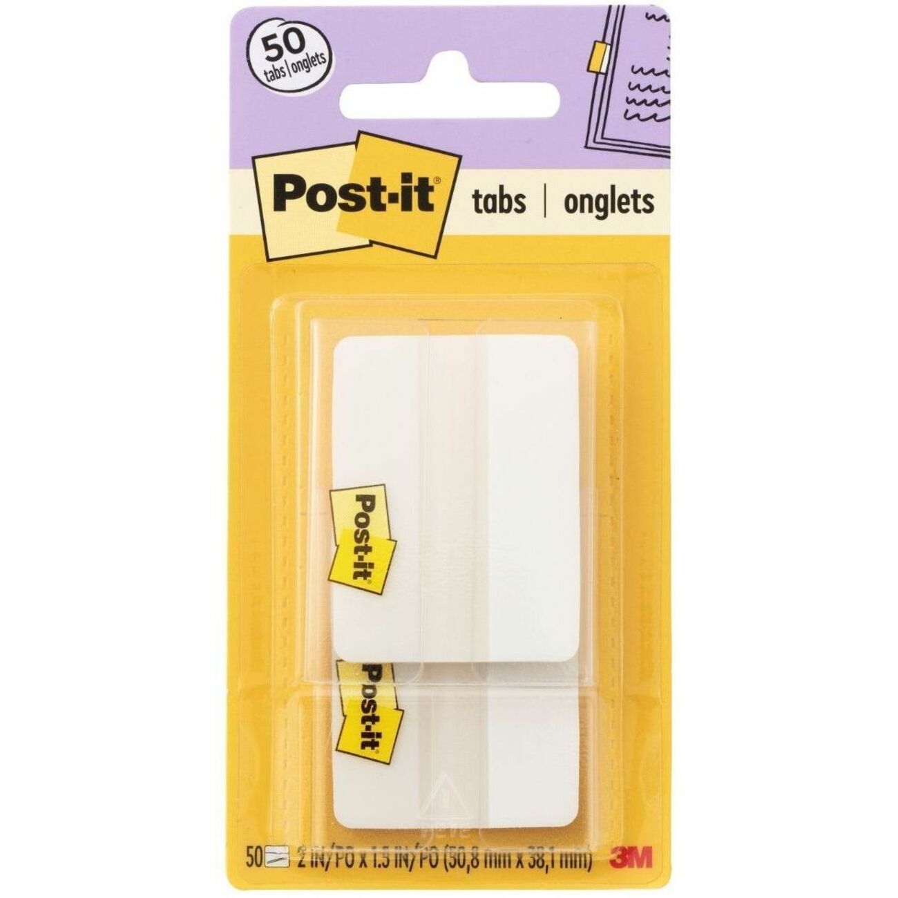Post-it&reg; Durable Tabs - 1.50" Tab Height x 2" Tab Width - Removable - White Tab(s) - Printable, Durable, Long Lasting, Easy to Use - 1 Pack