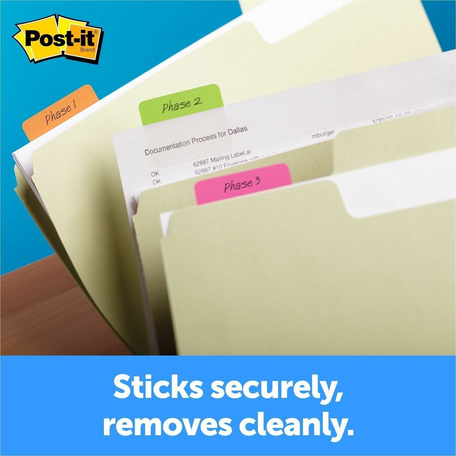 Post-it&reg; Durable Tabs - 1.50" Tab Height x 2" Tab Width - Removable - White Tab(s) - Printable, Durable, Long Lasting, Easy to Use - 1 Pack