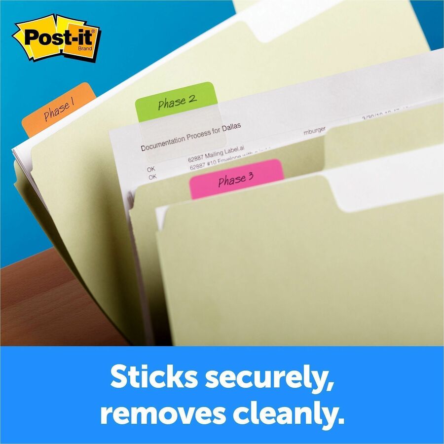 Post-it&reg; Durable Tabs - 1.50" Tab Height x 2" Tab Width - Removable - White Tab(s) - Printable, Durable, Long Lasting, Easy to Use - 1 Pack