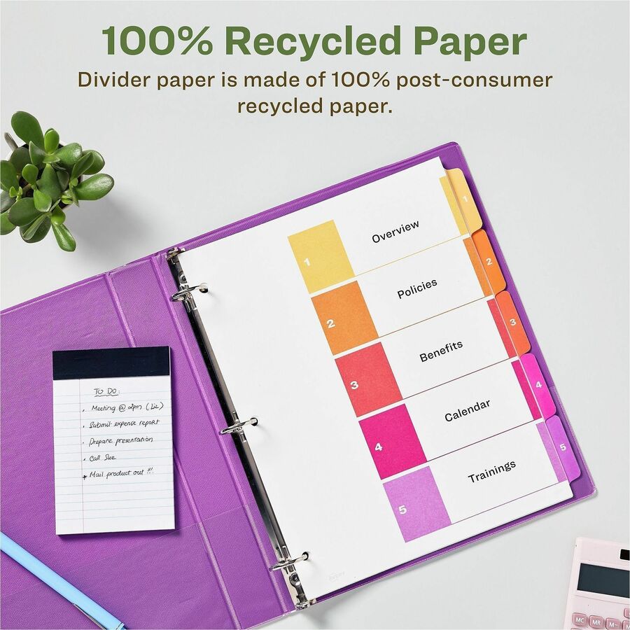 Avery EcoFriendly Recycled Dividers, 5 Tabs (3 Sets of 11080)
