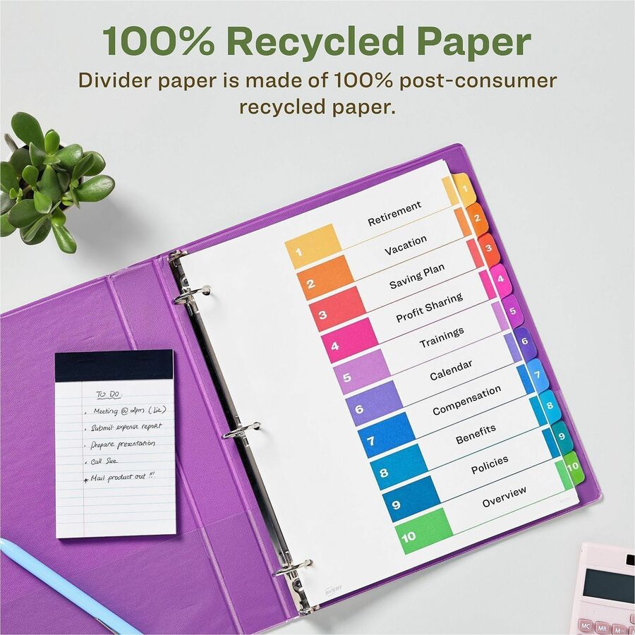 Avery EcoFriendly Recycled Dividers, 10 Tabs (3 Sets of 11082)