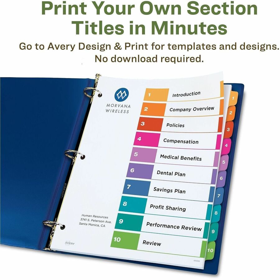 Avery EcoFriendly Recycled Dividers, 10 Tabs (3 Sets of 11082)