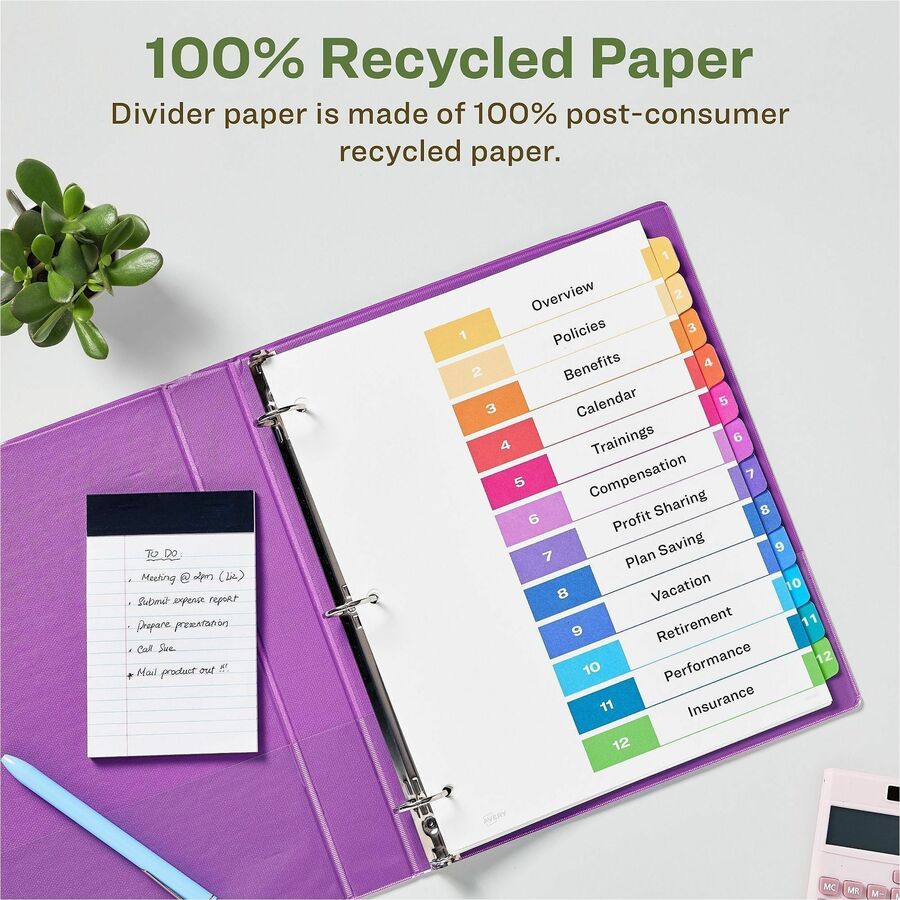 Avery EcoFriendly Recycled Dividers, 12 Tabs (3 Sets of 11083)