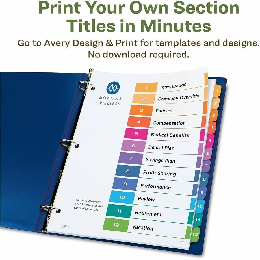 Avery EcoFriendly Recycled Dividers, 12 Tabs (3 Sets of 11083)