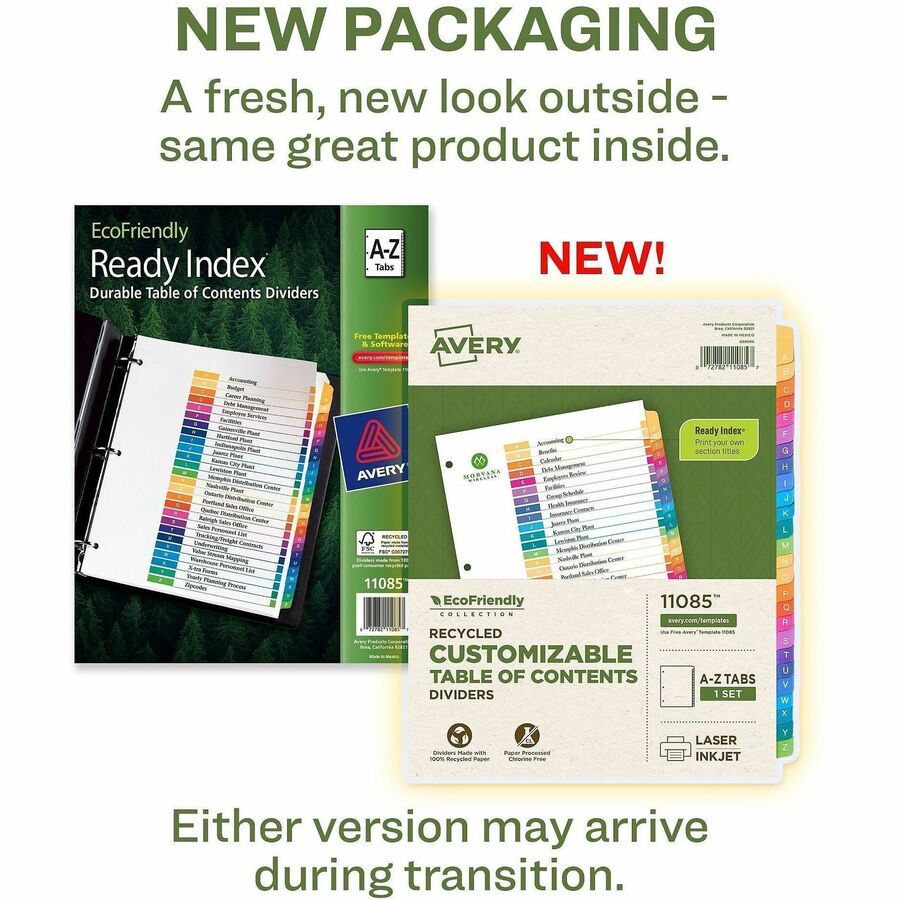 Avery coFriendly Recycled A-Z Dividers, 26 Tabs (11085)