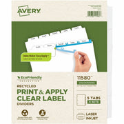 Avery Index Maker Index Divider, 25 Dividers, 5 Tabs/Set, 5 Sets per Pack, 8.5" x 11", White, 3-Hole Punched, 100% Recycled Paper, Reinforced Edges, Printable, Eco-friendly