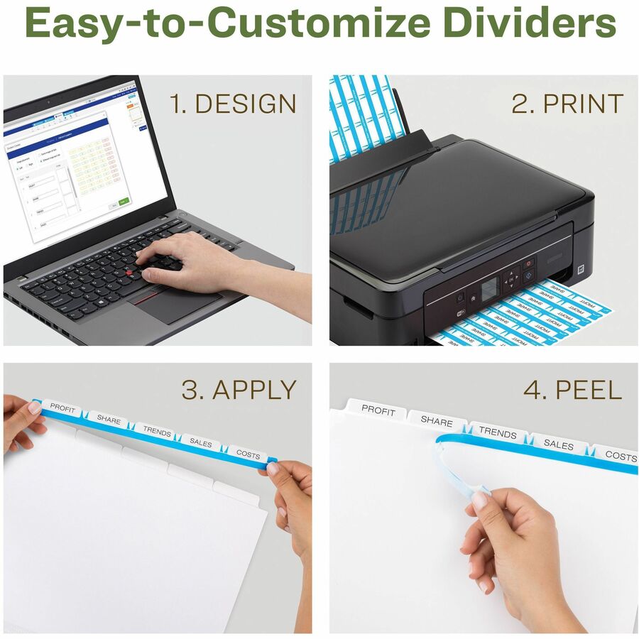 Avery Index Maker Index Divider, 25 Dividers, 5 Tabs/Set, 5 Sets per Pack, 8.5" x 11", White, 3-Hole Punched, 100% Recycled Paper, Reinforced Edges, Printable, Eco-friendly