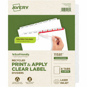 Avery Index Maker Index Divider, 40 Dividers, 8 Tabs per Set, 8.5" x 11", 3-Hole Punched, White, 100% Recycled Paper, 5 Packs