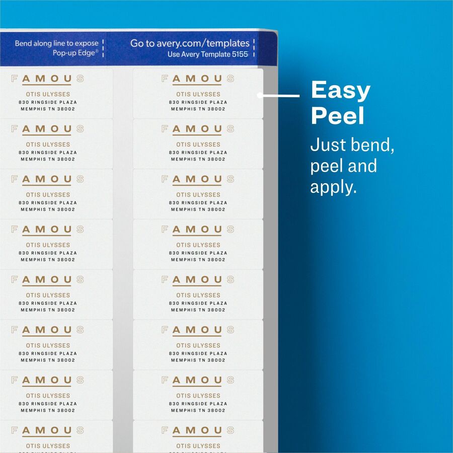 Avery Easy Peel Return Address Labels, Matte Clear, 21/32" x 1 3/4", Rectangle, Permanent Adhesive, Laser Compatible, 60 Labels/Sheet, 60 Sheets, 600 Labels/Pack