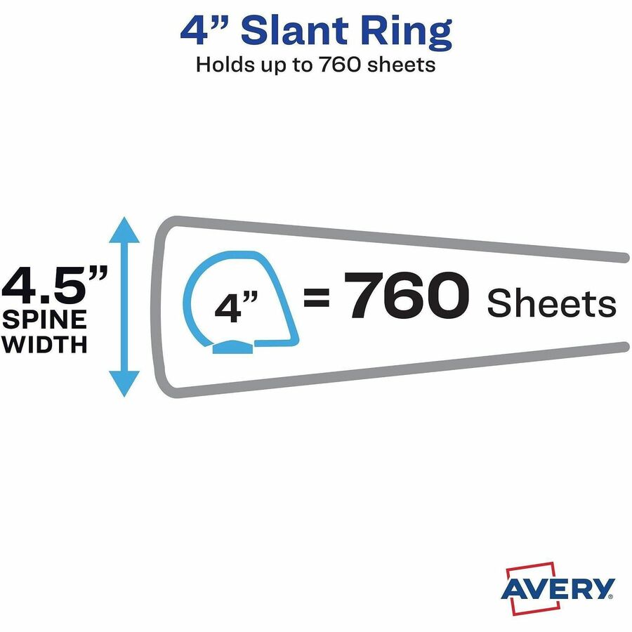 4" Binder Capacity - Letter - 8 1/2" x 11" Sheet Size - 760 Sheet Capacity - 760 Ring(s) - Fastener(s): Slant Ring - Pocket(s): 4 - Polypropylene - Adhesive, Antimicrobial, Durable, Heavy Duty, Pocket, Recyclable, UV Resistant - 1 Each