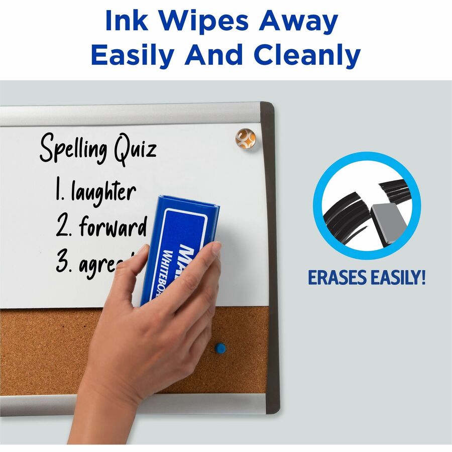 Avery&reg; Marks A Lot Pen-Style Dry Erase Markers - Bullet Marker Point - Erasable - Black, Red, Blue, Green Ink - 24 / Box