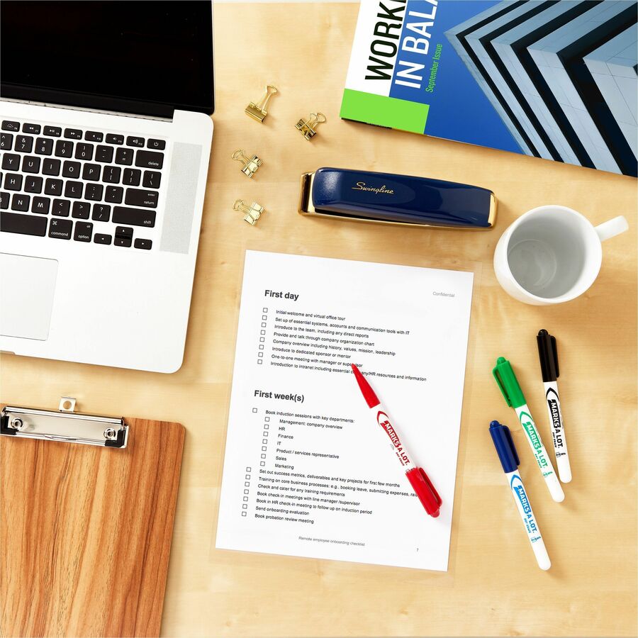 Avery&reg; Marks A Lot Pen-Style Dry Erase Markers - Bullet Marker Point - Erasable - Black, Red, Blue, Green Ink - 24 / Box