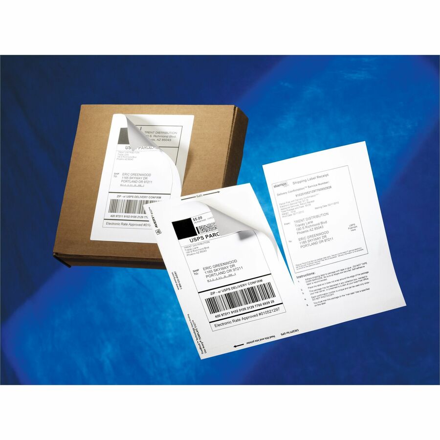 7 5/8" Length - Permanent Adhesive - Rectangle - Laser - White - Paper - Permanent Adhesive, Smudge-free, Jam-free - 1 / Sheet - 50 Total Sheets - 50 Total Label(s) - 50 / Pack