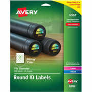 1 5/8" Diameter - Permanent Adhesive - Round - Inkjet, Laser - Crystal Clear - Film - Customizable, Jam Resistant, Permanent Adhesive, Print-to-the Edge - 20 / Sheet - 25 Total Sheets - 500 Total Label(s) - 500 / Pack
