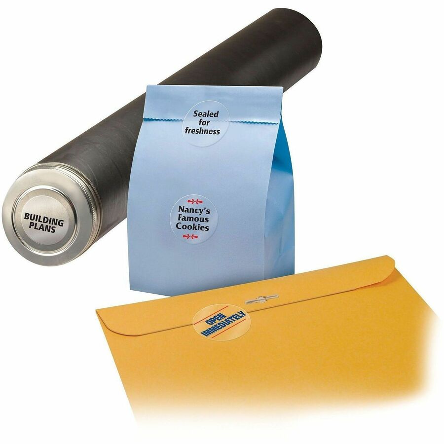 1 5/8" Diameter - Permanent Adhesive - Round - Inkjet, Laser - Crystal Clear - Film - Customizable, Jam Resistant, Permanent Adhesive, Print-to-the Edge - 20 / Sheet - 25 Total Sheets - 500 Total Label(s) - 500 / Pack