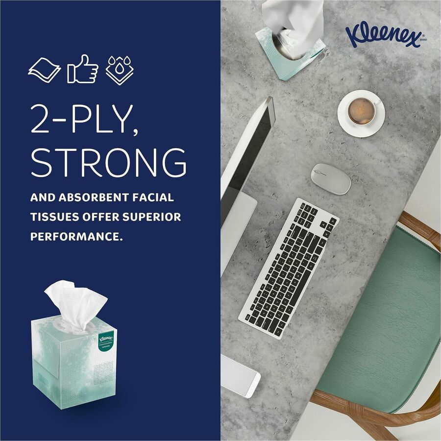 Kleenex Professional Naturals Facial Tissue Cube for Business - 8.30" Width x 7.80" Length - White - Virgin Fiber - 90 / Box