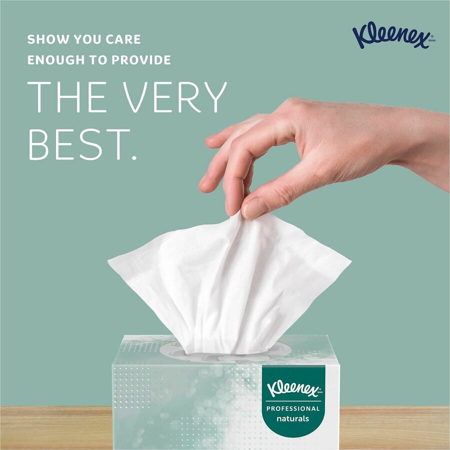 Kleenex Professional Naturals Facial Tissue Cube for Business - 8.30" Width x 7.80" Length - White - Virgin Fiber - 90 / Box
