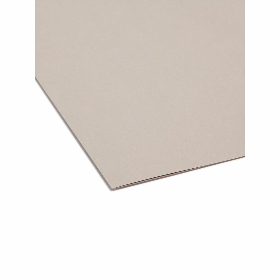 Smead TUFF 1/3 Tab Cut Letter Recycled Hanging Folder - 8 1/2" x 11" - Top Tab Location - Assorted Tab Position - 11 pt. - Plastic - Steel Gray - Tear Resistant, Heavy Duty - 10% Recycled - 1 / Pack