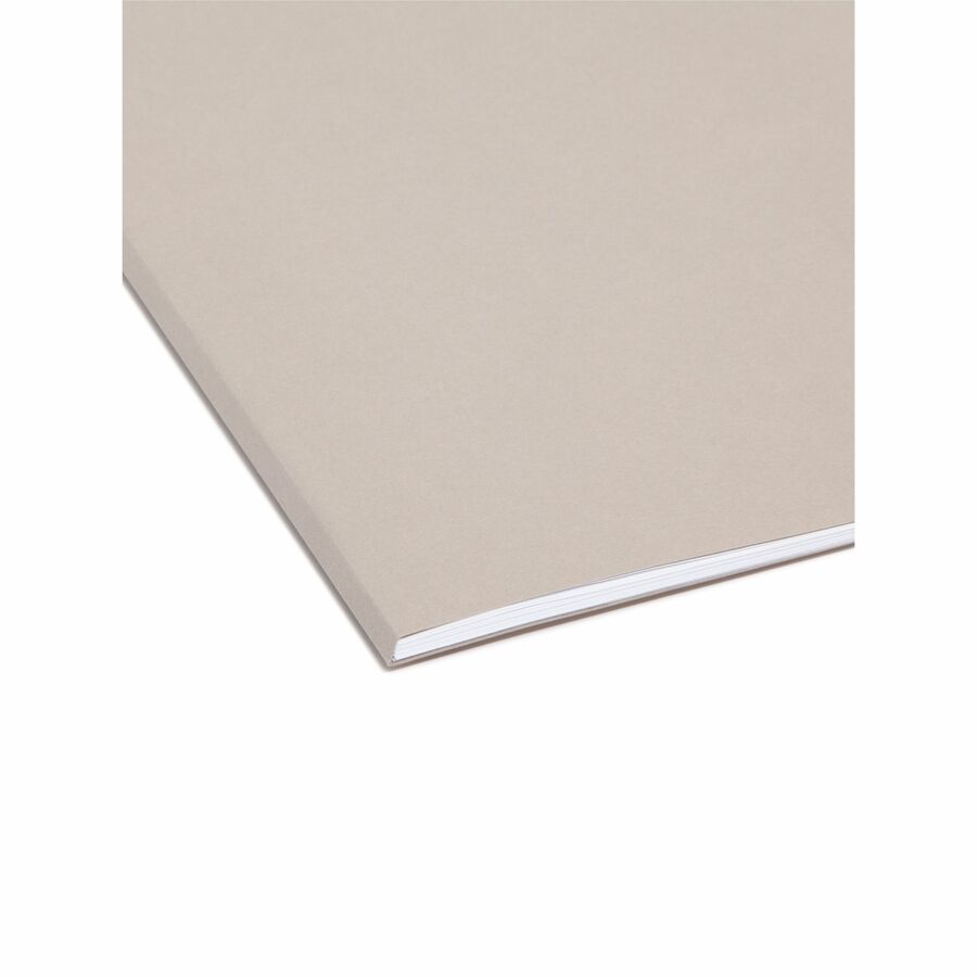 Smead TUFF 1/3 Tab Cut Letter Recycled Hanging Folder - 8 1/2" x 11" - Top Tab Location - Assorted Tab Position - 11 pt. - Plastic - Steel Gray - Tear Resistant, Heavy Duty - 10% Recycled - 1 / Pack