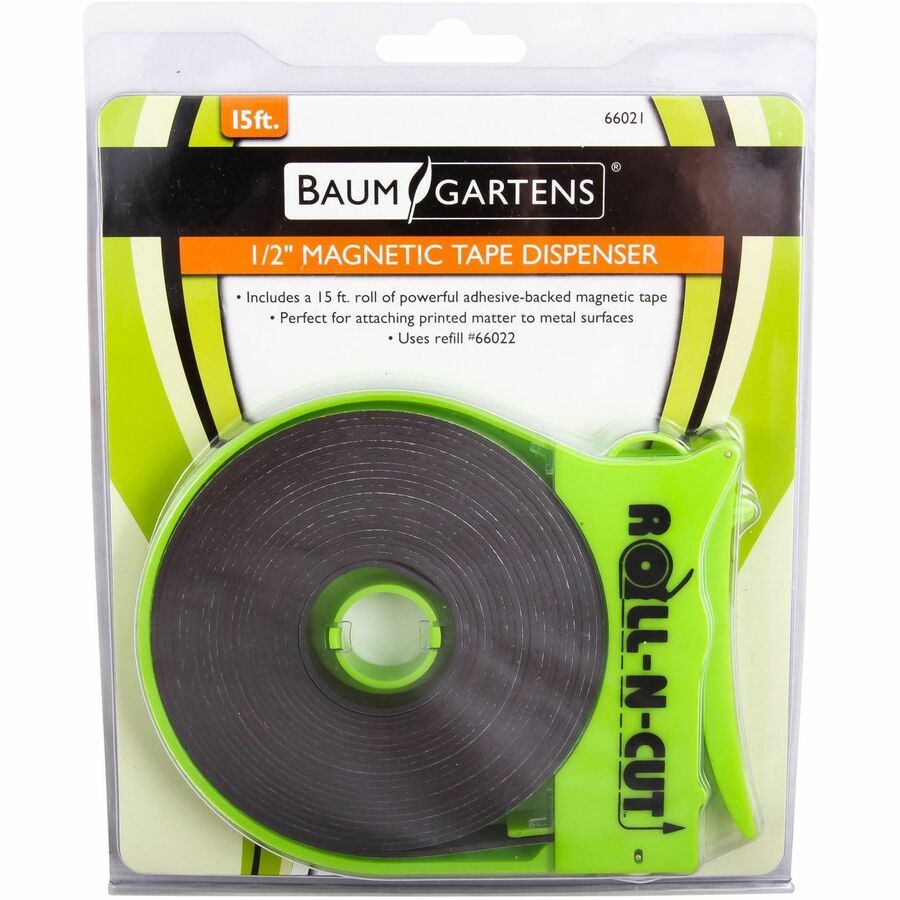 Zeus Magnetic Tape, 15 ft x 0.50", Black, Adhesive Backing, Dispenser with Cutter Edge, 1 Roll