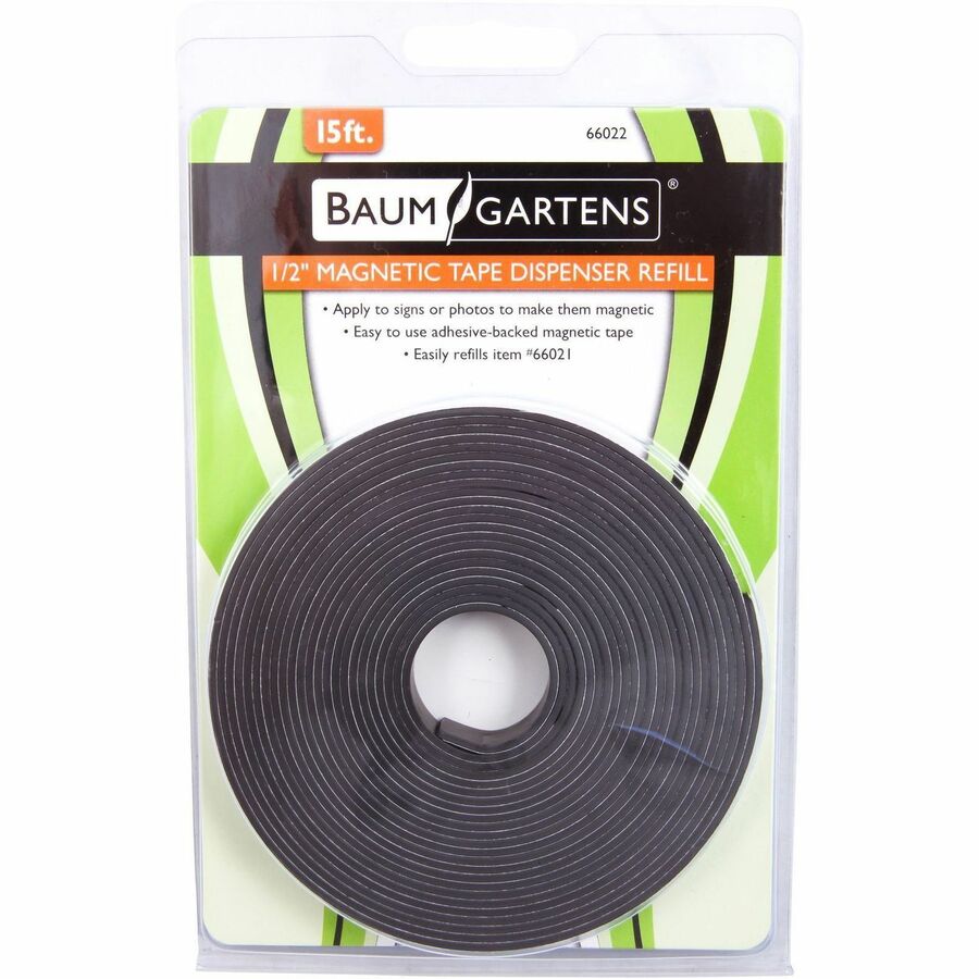 Zeus Magnetic Tape, 15 ft x 0.50", Black, Adhesive Backing, Dispenser with Cutter Edge, 1 Roll