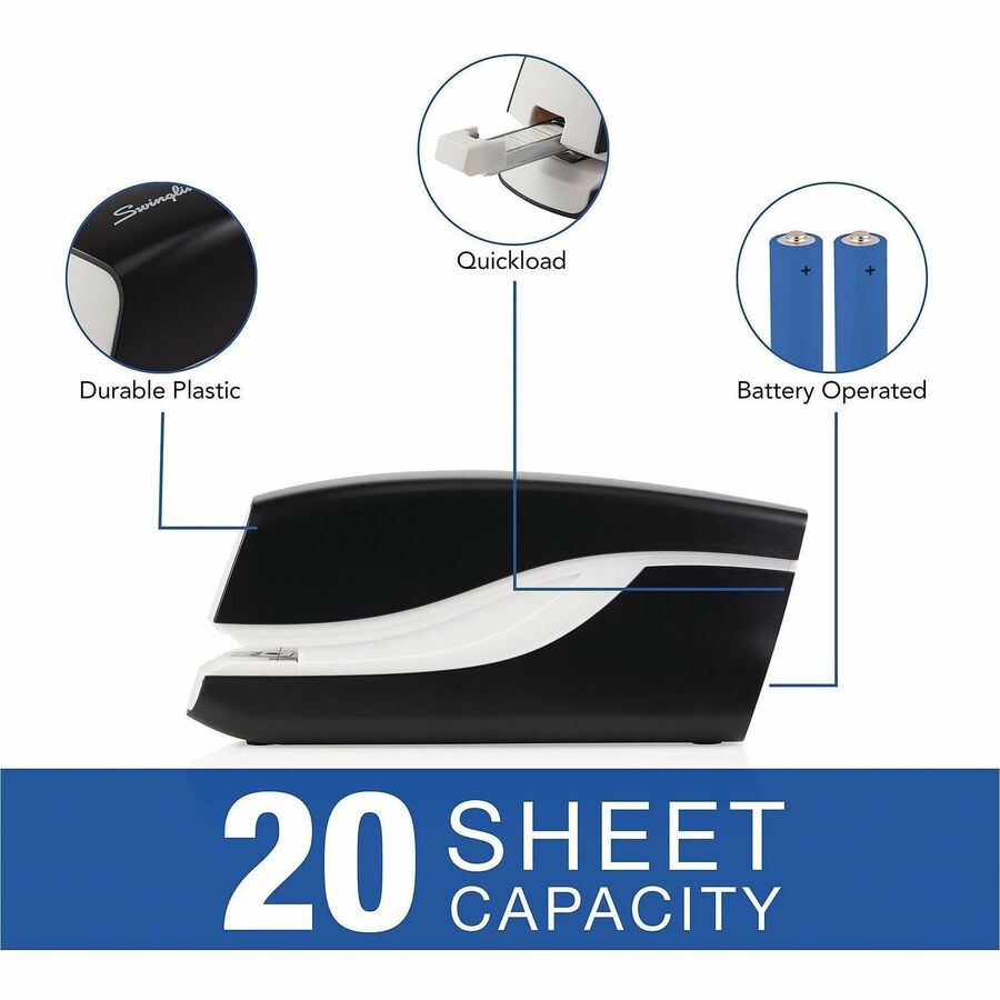 Staples Upto 20 Sheet of 20lb Paper - Holds Upto 105 Staple - Half Strip - Staple Size: 0.25" - 4 x AA - Black - 1 Each