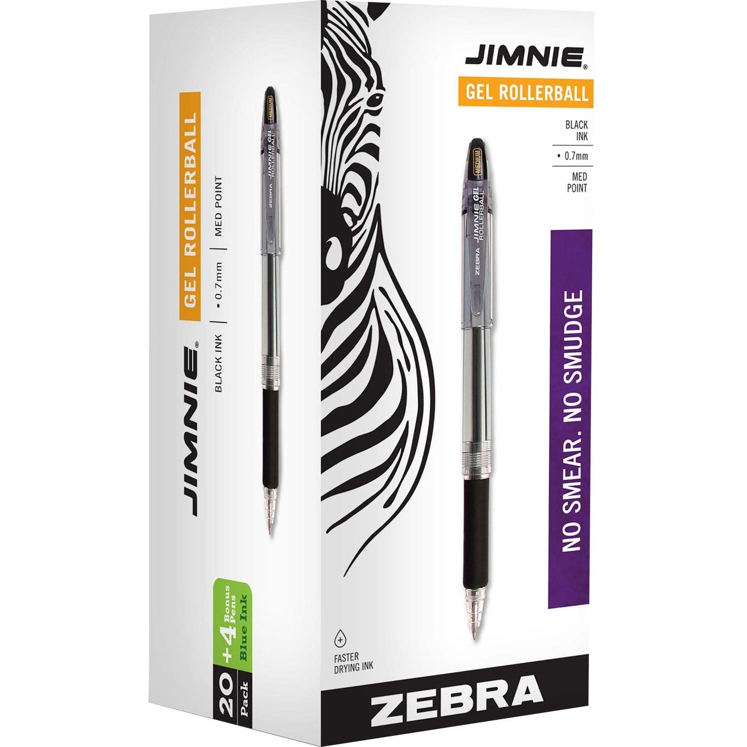 Medium Pen Point - Black Ink - Gel-based - Smoke Barrel - 24 / Pack
