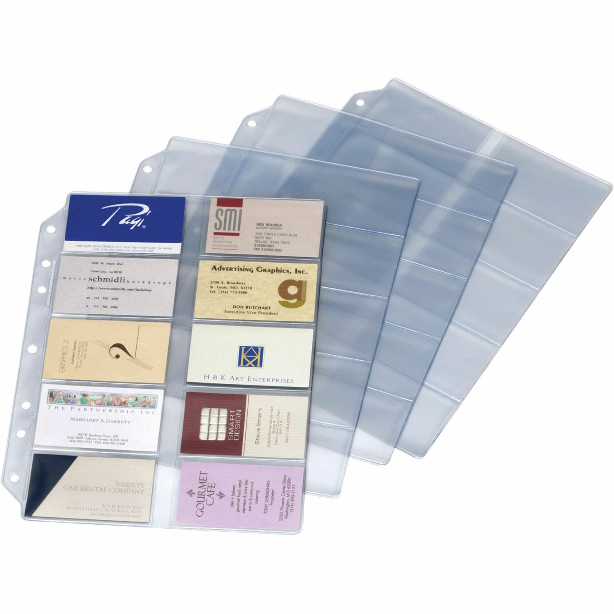 12" Height x 0.1" Width x 9.5" Length - 10 x Page, 200 x Card Capacity - For Letter 8 1/2" x 11" Sheet - Ring Binder - Rectangular - Clear - Polypropylene - 10 / Pack