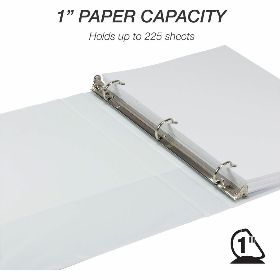 Samsill Earth's Choice Plant-based Durable View Binder, 1" D-Ring, Letter Size, 225 Sheet Capacity, 2 Pockets, White, 1 Each