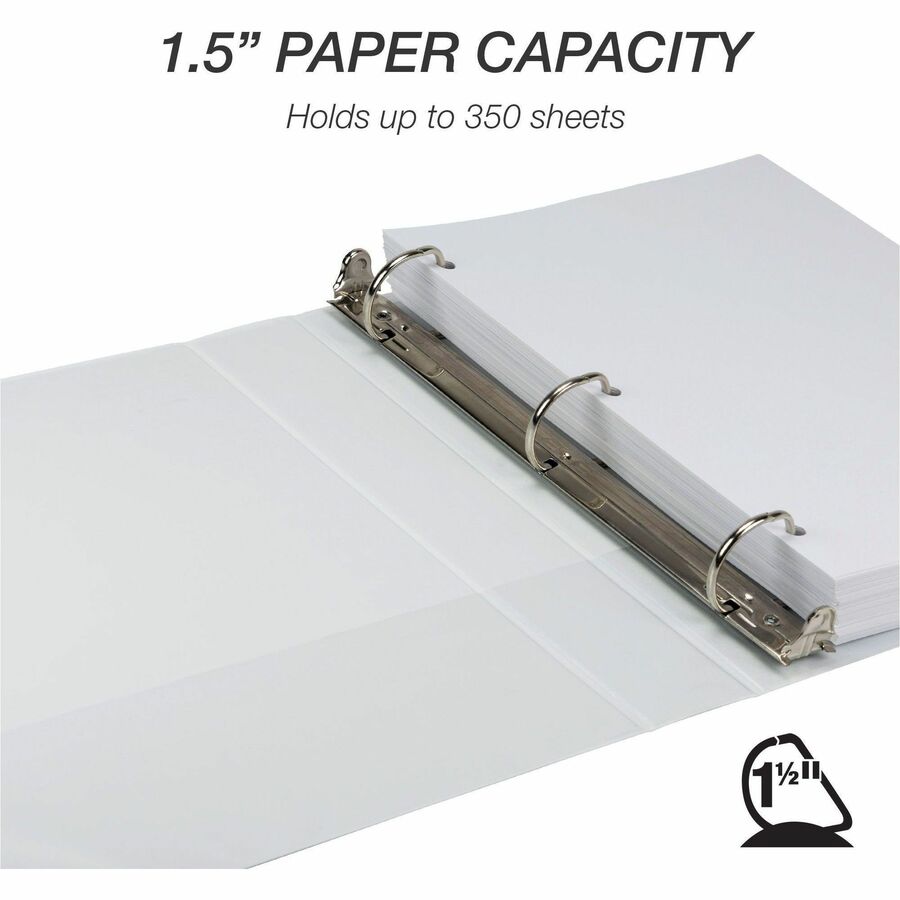 Samsill Earth's Choice Plant-based Durable View Binder, 1 1/2" D-Ring, Letter Size, 350 Sheet Capacity, 2 Pockets, White, 1 Each