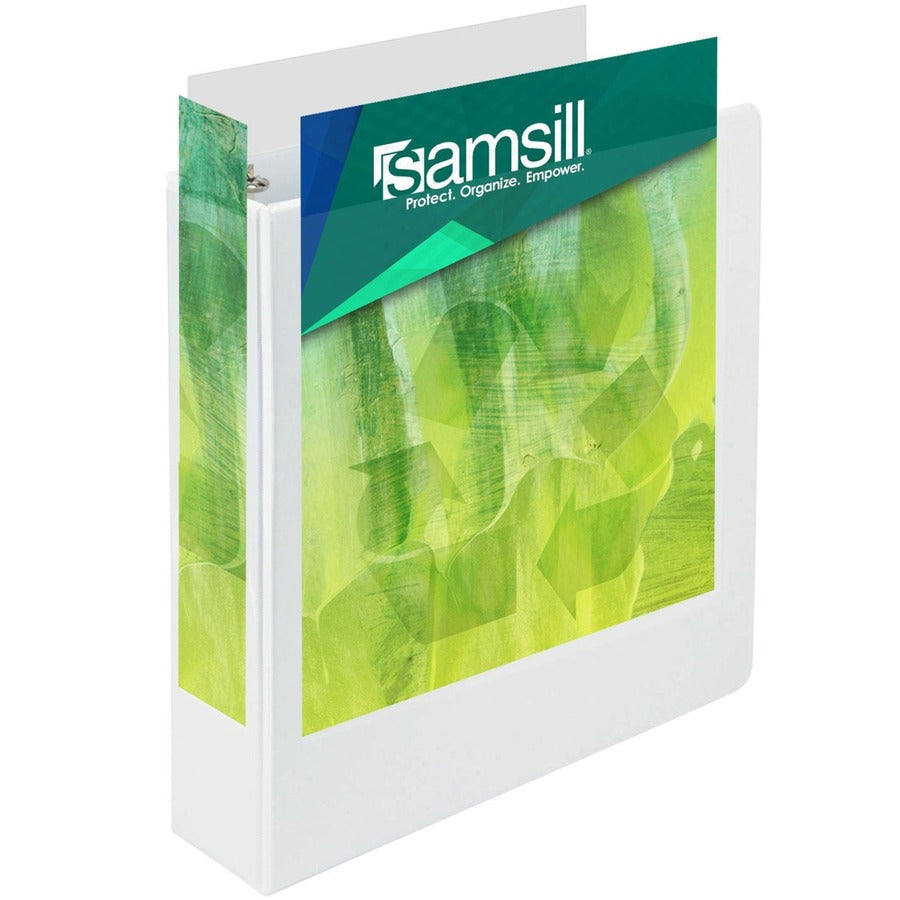 Samsill Earth's Choice Plant-based Durable View Binder, 3" D-Ring, Letter Size, 625 Sheet Capacity, 2 Pockets, White, 1 Each