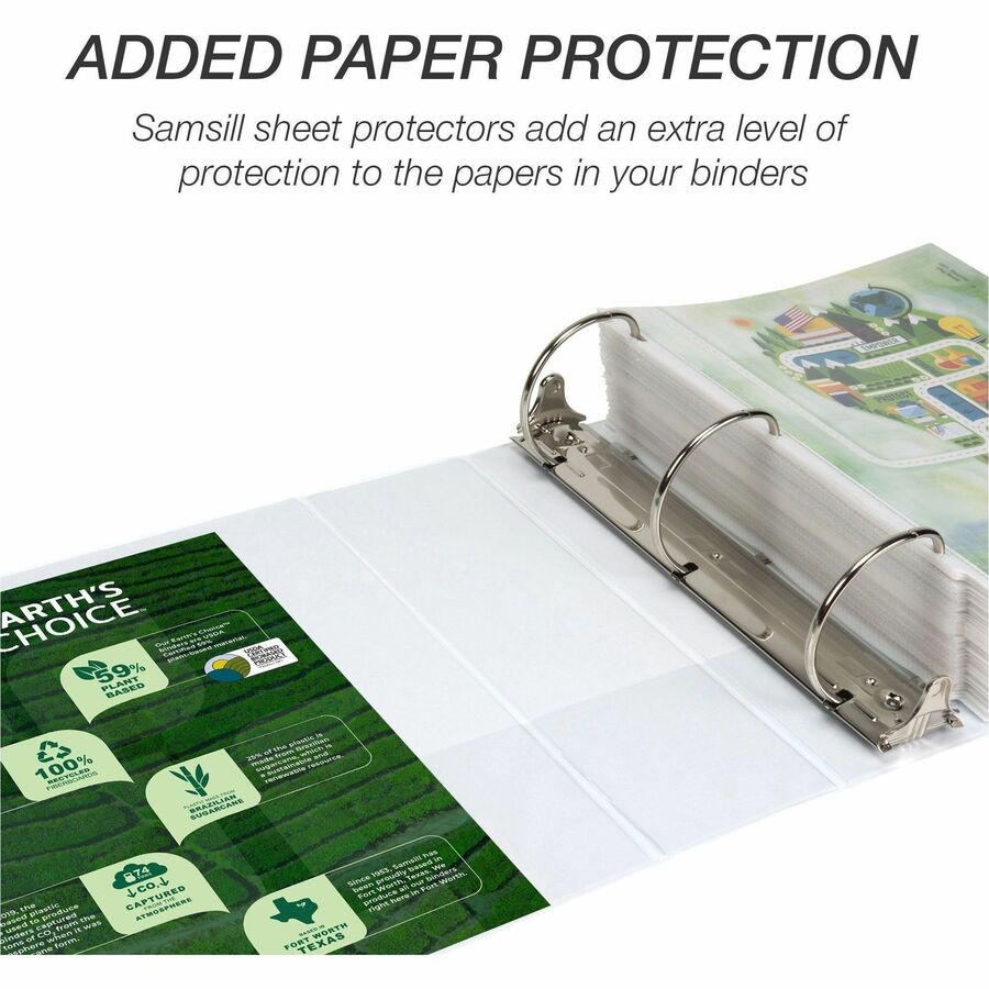 Samsill Earth's Choice Plant-based Durable View Binder, 4" D-Ring, Letter Size, 775 Sheet Capacity, 2 Pockets, White, 1 Each