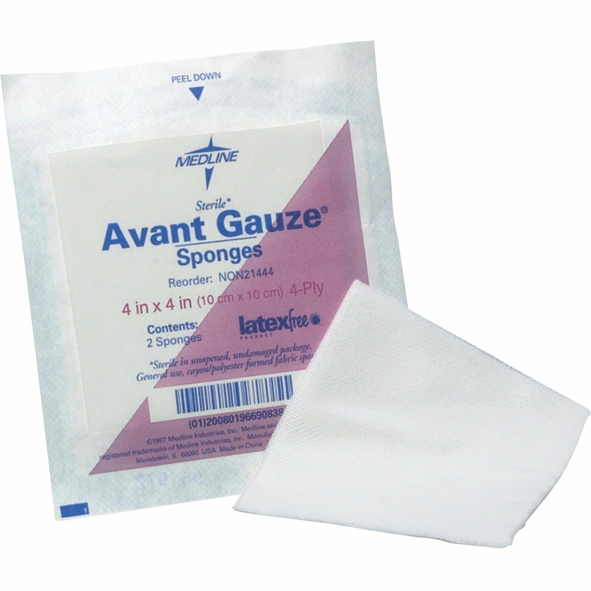Medline Avant Nonsterile Gauze Nonwoven Sponges - 4 Ply - 3" Width x 3" Length - White - 200 / Box