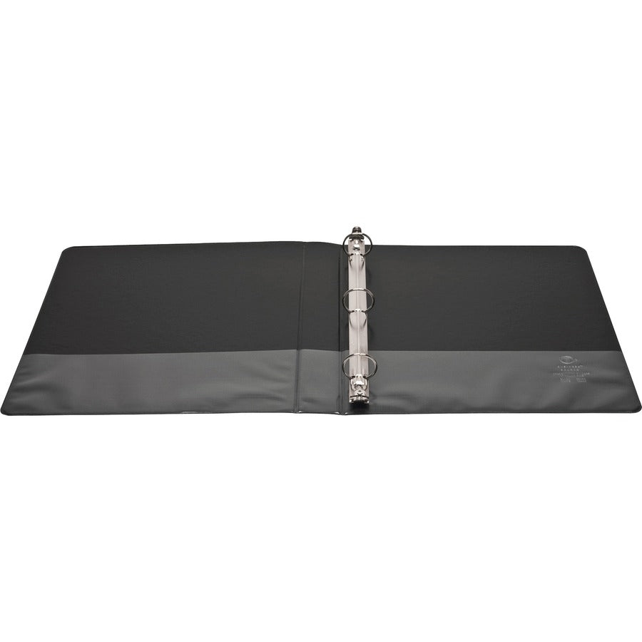 Business Source Round-ring View Binder, 1" Capacity, Letter Size (8.5" x 11"), 225 Sheet Capacity, 2 Internal Pockets, Polypropylene/Chipboard, Black, Clear Overlay, Wrinkle-free, Gap-free Ring, Non-glare, 1 Each