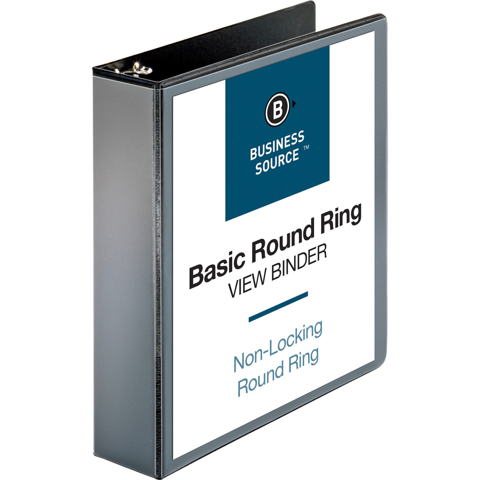 Business Source Round-ring View Binder, 2" Capacity, Letter Size (8.5" x 11"), 475 Sheet Capacity, 2 Internal Pockets, Polypropylene/Chipboard, Black, Clear Overlay, Wrinkle-free, Gap-free Ring, Non-glare, 1 Each