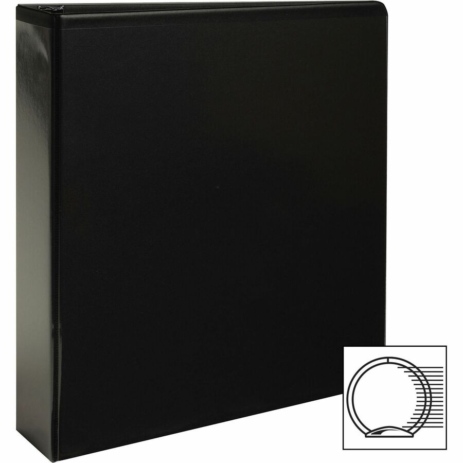 Business Source Round-ring View Binder, 2" Capacity, Letter Size (8.5" x 11"), 475 Sheet Capacity, 2 Internal Pockets, Polypropylene/Chipboard, Black, Clear Overlay, Wrinkle-free, Gap-free Ring, Non-glare, 1 Each