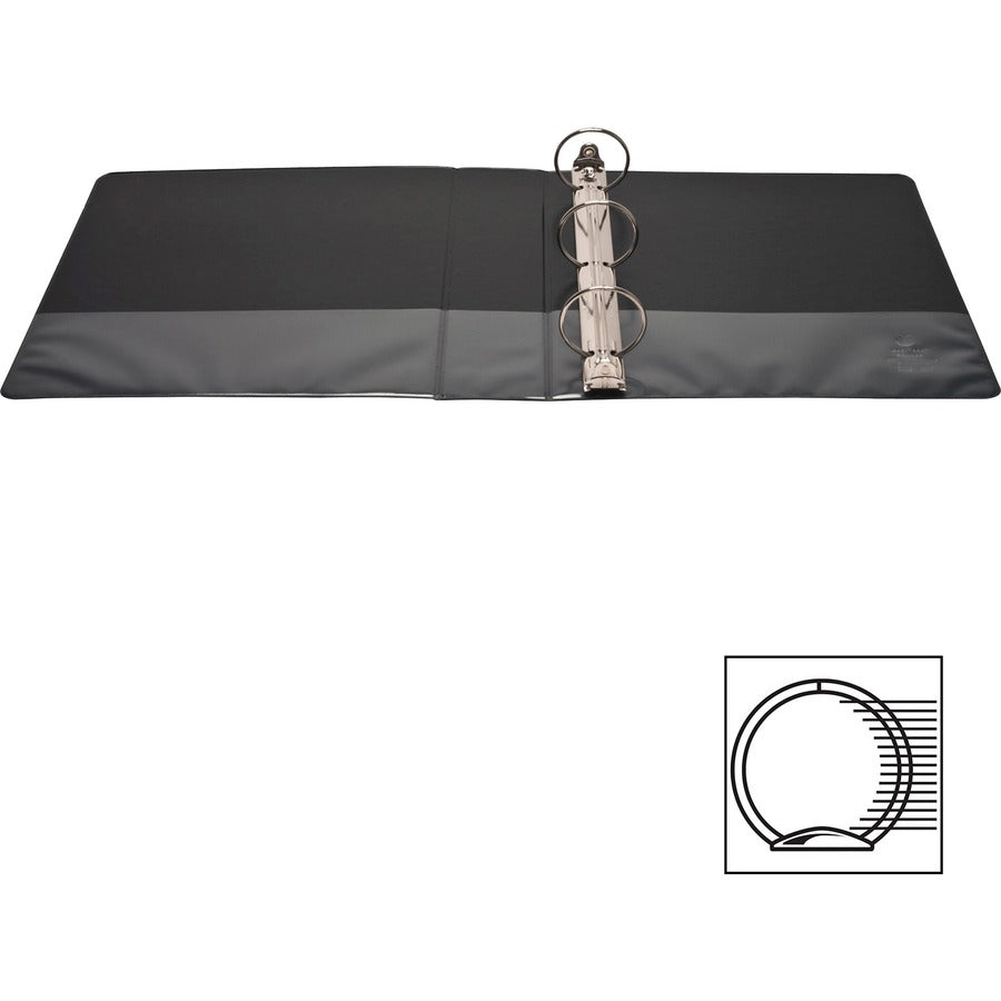 Business Source Round-ring View Binder, 2" Capacity, Letter Size (8.5" x 11"), 475 Sheet Capacity, 2 Internal Pockets, Polypropylene/Chipboard, Black, Clear Overlay, Wrinkle-free, Gap-free Ring, Non-glare, 1 Each