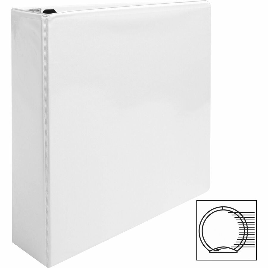 Business Source Round-ring View Binder, 2" Capacity, Letter Size (8.5" x 11"), 475 Sheet Capacity, 2 Internal Pockets, White, Polypropylene/Chipboard, Clear Overlay, Wrinkle-free, Gap-free Ring, 1 Each